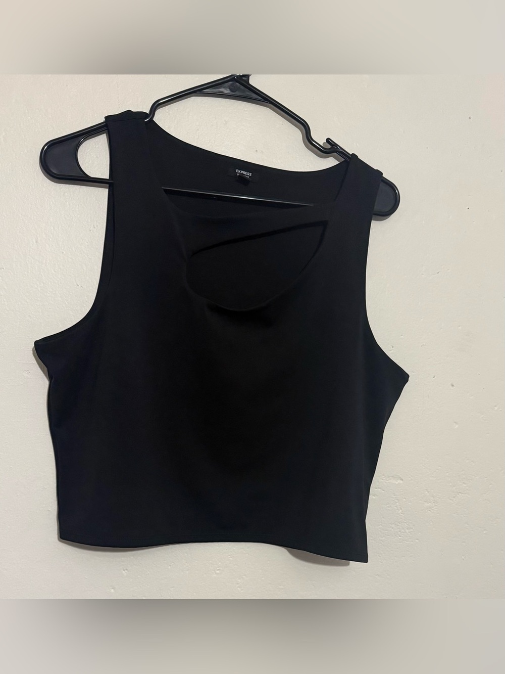 Express Black Cropped Tank with Front Cutout